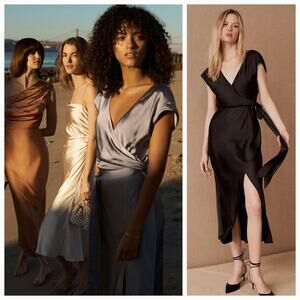 New Anthropologie Sachin & Babi Roma Midi Dress $198 SIZE 10 Black Satin